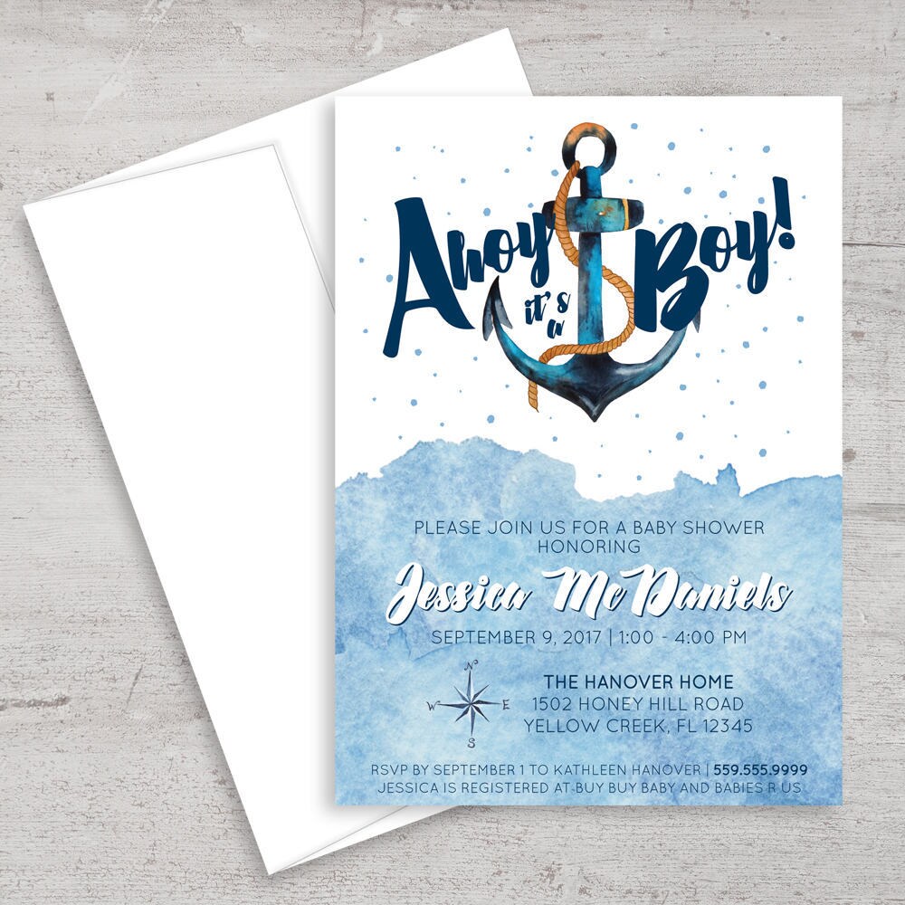 nautical theme baby shower invitations