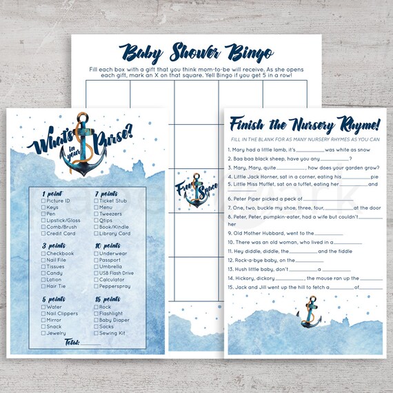 Nautical Baby Shower Game Sheets Anchor Ahoy It S A Etsy Nautical Baby Shower Game Sheets Anchor Ahoy It S A Etsy