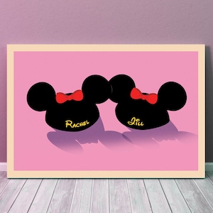 Personalized Minnie & Minnie Ears Fine Art Print, Wall Artwork, Home Decor, Wedding Gift