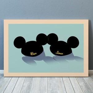 Personalized Mickey & Mickey Ears Fine Art Print, Wall Artwork, Home Decor, Wedding Gift image 1