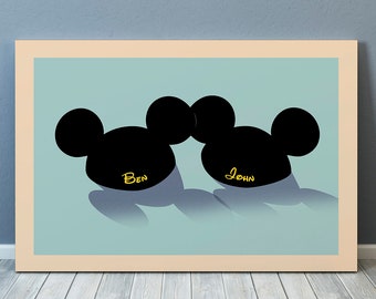 Personalized Mickey & Mickey Ears Fine Art Print, Wall Artwork, Home Decor, Wedding Gift