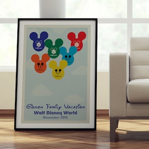 Personalized Disney World Disneyland Mickey Balloon Fine Art Print, Wedding, Wall Artwork, Home Decor image 1