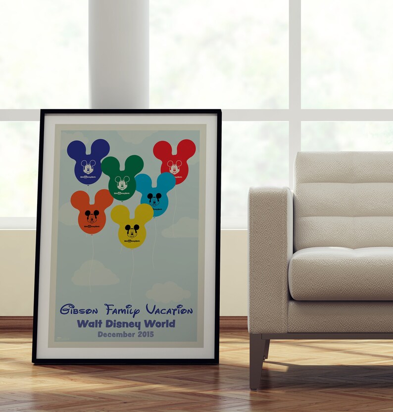 Personalized Disney World Disneyland Mickey Balloon Fine Art Print, Wedding, Wall Artwork, Home Decor image 1