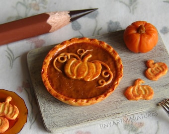 Realistic Dollhouse Miniature Pumpkin Pie, 1:12 Scale