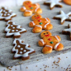 Christmas miniature Gingerbread man, Rudolf cookies for Dollhouse