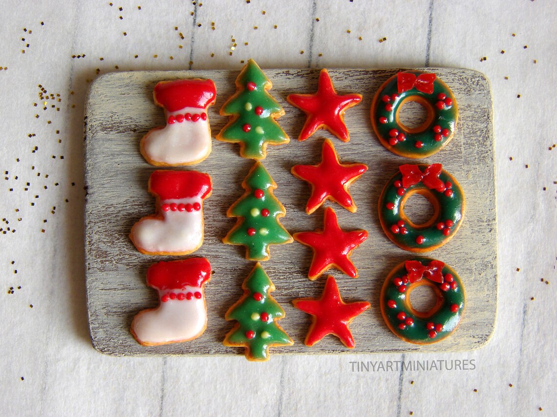 Christmas Miniature Cookies for Dollhouse 1/12 Scale Etsy