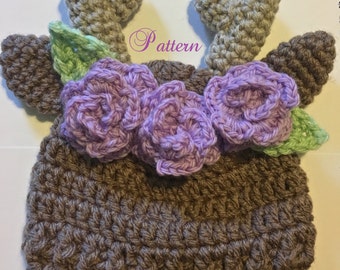 Wildflower deer hat crochet pattern