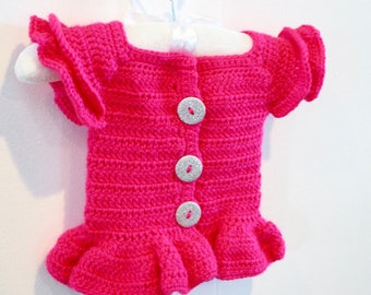 PATTERN | Crochet short sleeve sweater | Infant crochet pattern | Crochet top pattern | Crochet clothing | Peplum top | Ruffled top