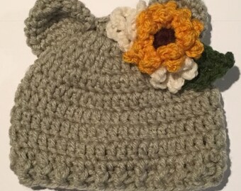 Wildflower bear hat crochet pattern