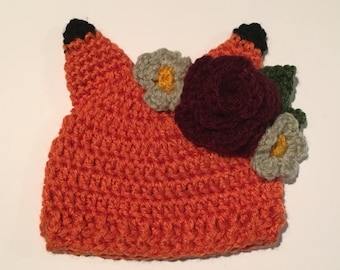Wildflower fox hat crochet pattern