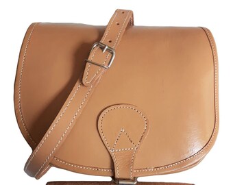 Véritable cuir de vachette brun Tan Vintage du tabac fait main sacoche avec Buxton Rabat rétro bandoulière besace organisateur porte-monnaie