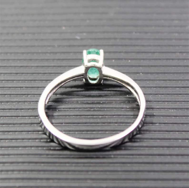 Sterling Silver Wedding Engagement Ring Anniversary Ring Wedding 0.38ct Natural Oval Emerald Engagement Ring Bridal Ring COLOR MY LIFE