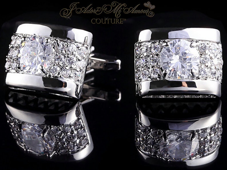 Fathers Day Crystal Engagement Cufflinks KING VICEROY Diamond Simulated Cufflinks Luxury Groomsmen Cufflinks Silver Wedding Cuff Links