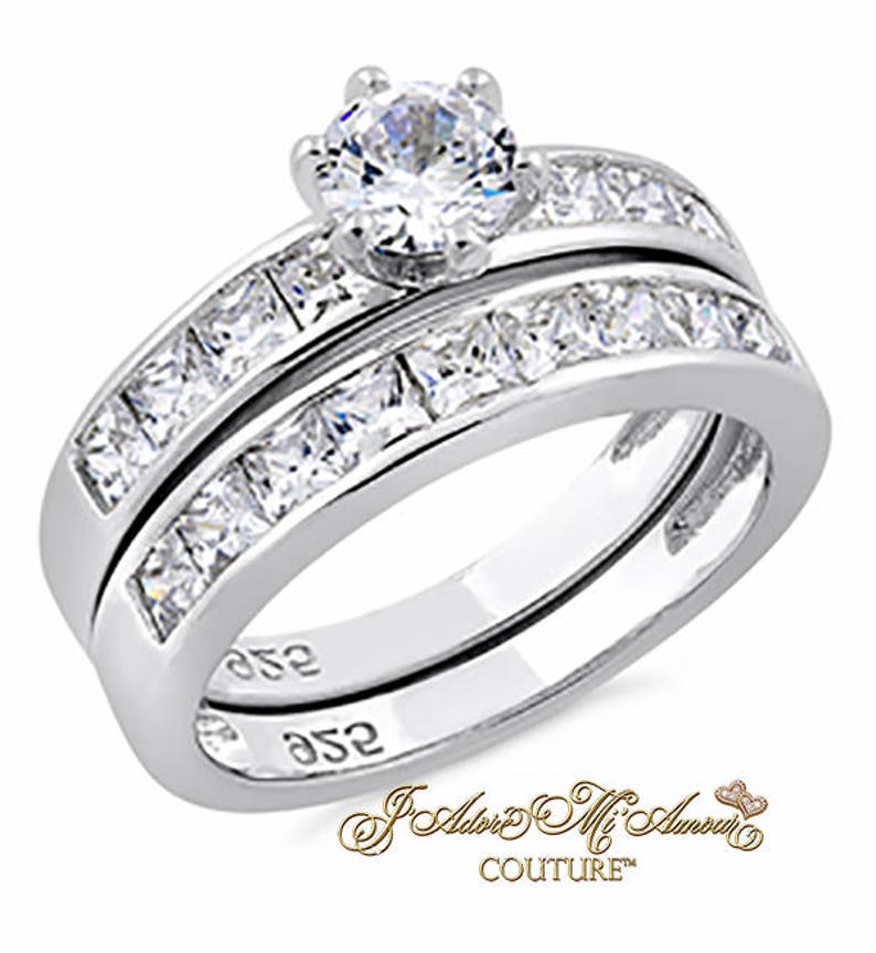 Promise Ring Wedding Ring Set MY ONLY ONE Simulated Diamond Ring Sterling Silver .65 carat Engagement Ring Set Man Made Bridal Rings