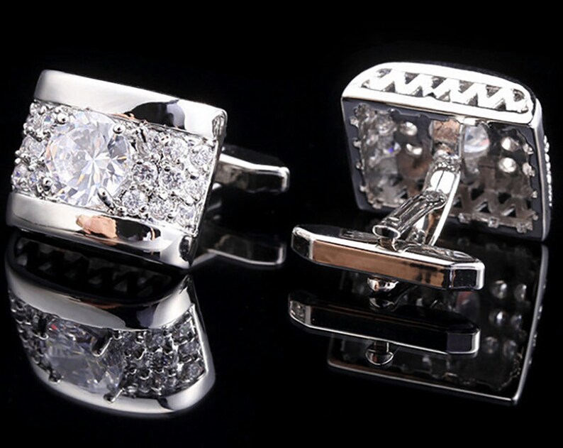 Fathers Day Crystal Engagement Cufflinks KING VICEROY Diamond Simulated Cufflinks Luxury Groomsmen Cufflinks Silver Wedding Cuff Links