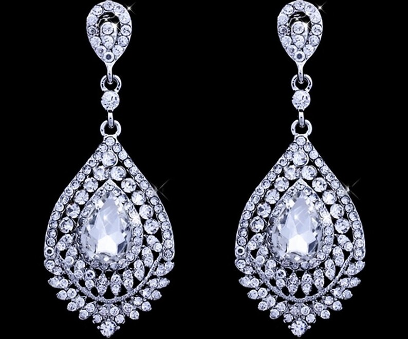 Diamond Simulated Bridal Earrings BILLIONAIRE EMPRESS Drop Etsy