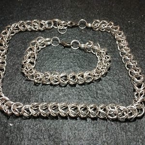 Chainmaille Box Chain Necklace and Bracelet Set