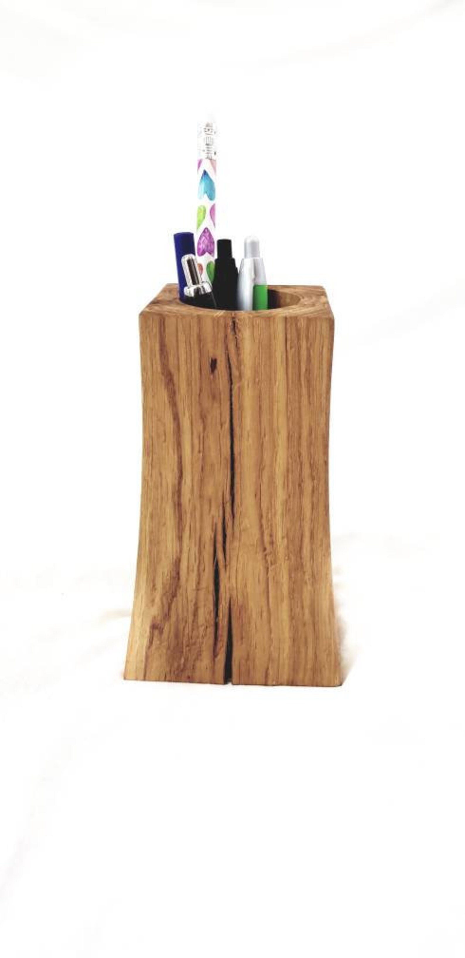 Solid Oak Wooden Natural Pen Pot Holder Desk Tidy. Ideal Etsy