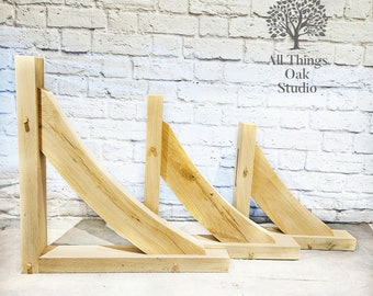 Solid oak gallows brackets, L brackets brace kit.