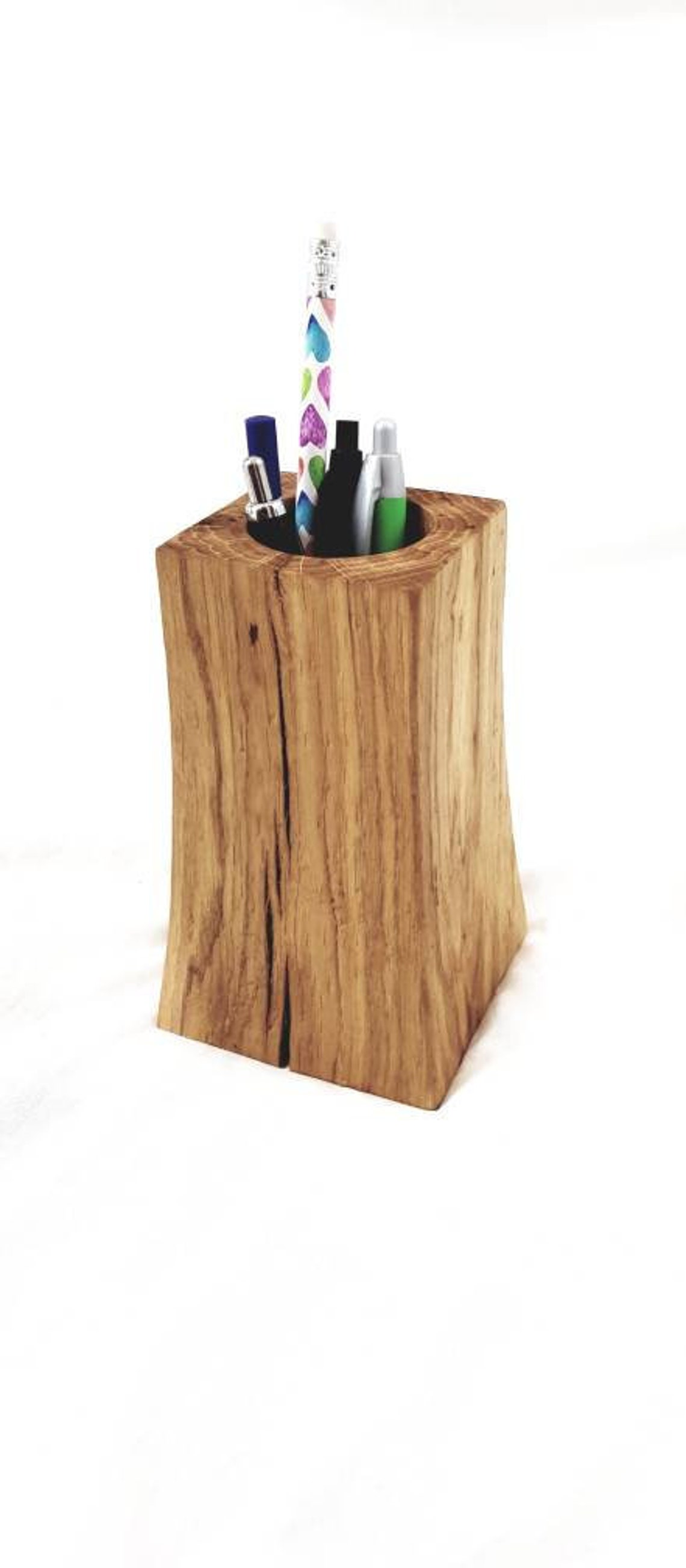 Solid Oak Wooden Natural Pen Pot Holder Desk Tidy. Ideal Etsy