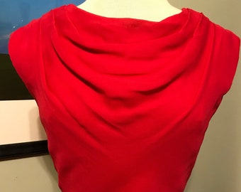 Late 50s - Early 60s Miss Elliette Fuchsia Silk Chiffon Party Dress with 2 Acetate Lining Layers in Skirt/ Wear with Crinoline! - Small