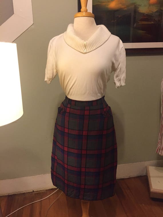Jewel Tone A-line 50s Skirt in Window Pane Plaid,… - image 3