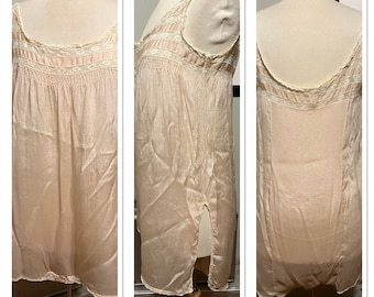 Sweet Pretty In Pink 20s Step-In Teddy One-Piece Lingerie/ Shell Buttons at Gusset, Lace Trimmed Straps, Wearable at Multiple Sizes - VFG