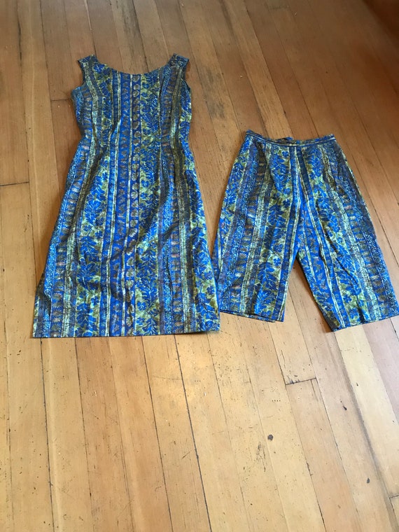 Two-Piece Cotton 50s Tropical Tiki Hawaiian Floral