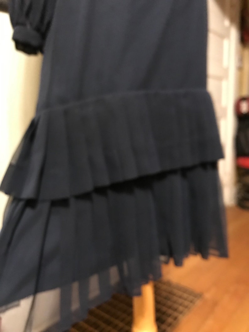 Sheer Navy Chiffon Lined Mod-meets-disco With a Pleated - Etsy