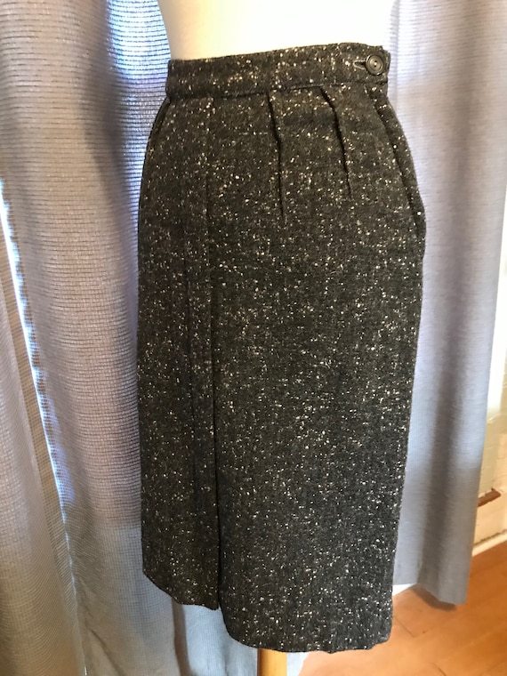 Fleck Pattern 50s Wool Wiggle Skirt, Nubby 50s Ch… - image 1