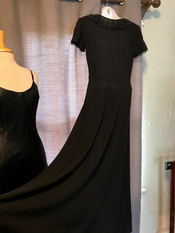 Elegant 40s Black Rayon Crepe Gown with Matched B… - image 3