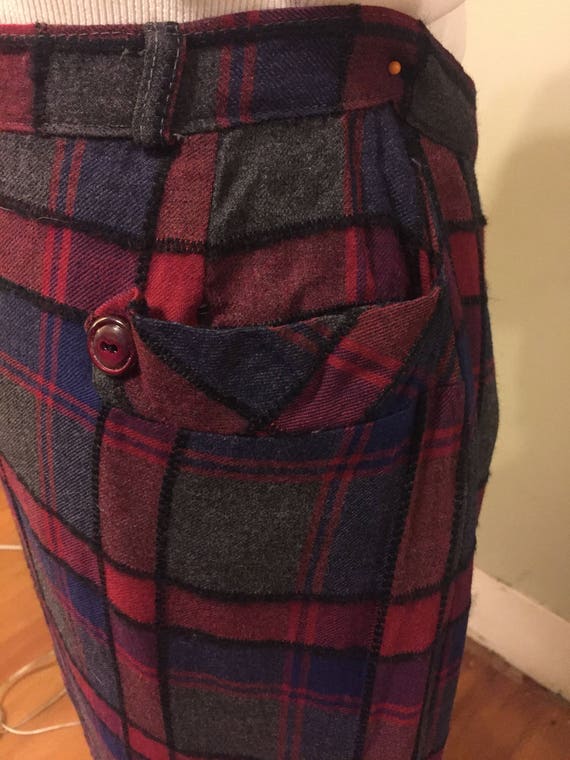 Jewel Tone A-line 50s Skirt in Window Pane Plaid,… - image 1