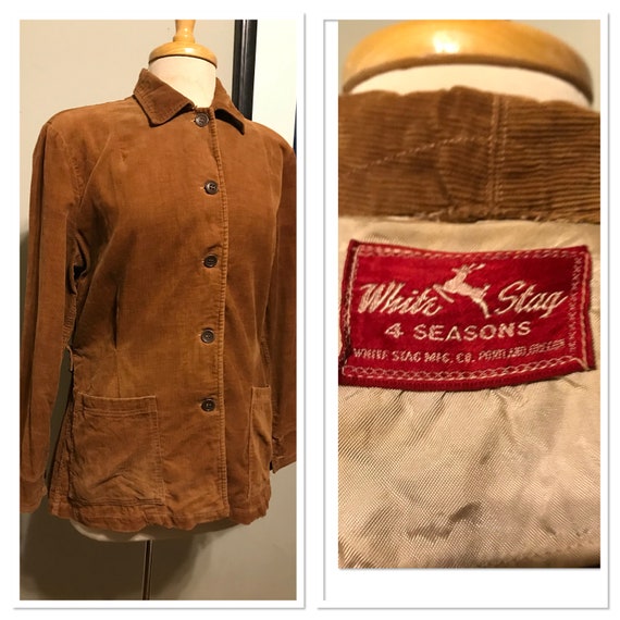 40s White Stag Women's Caramel Brown Corduroy Cho… - image 1