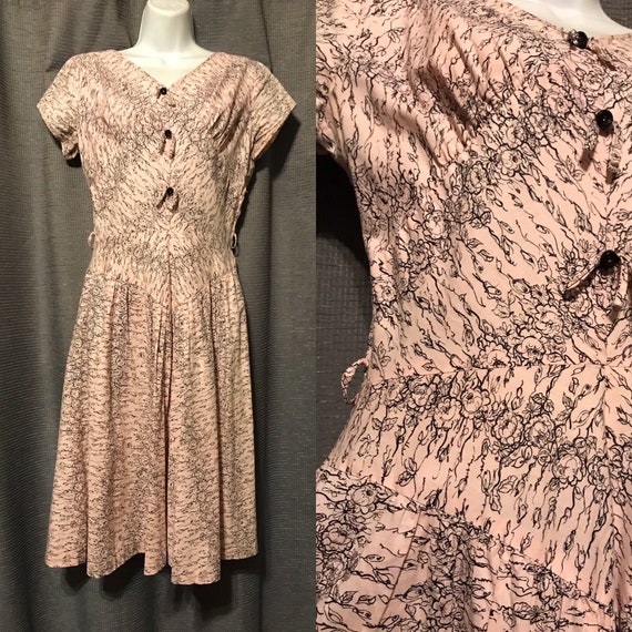Early 50s Pink Wendy Lee by Wentworth Dress with … - image 1