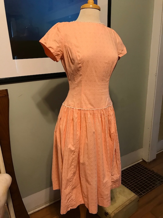 60s drop waist dress 1960s Lacey Lemon Drop Waist Dress and Jacket, sz. L main image 0