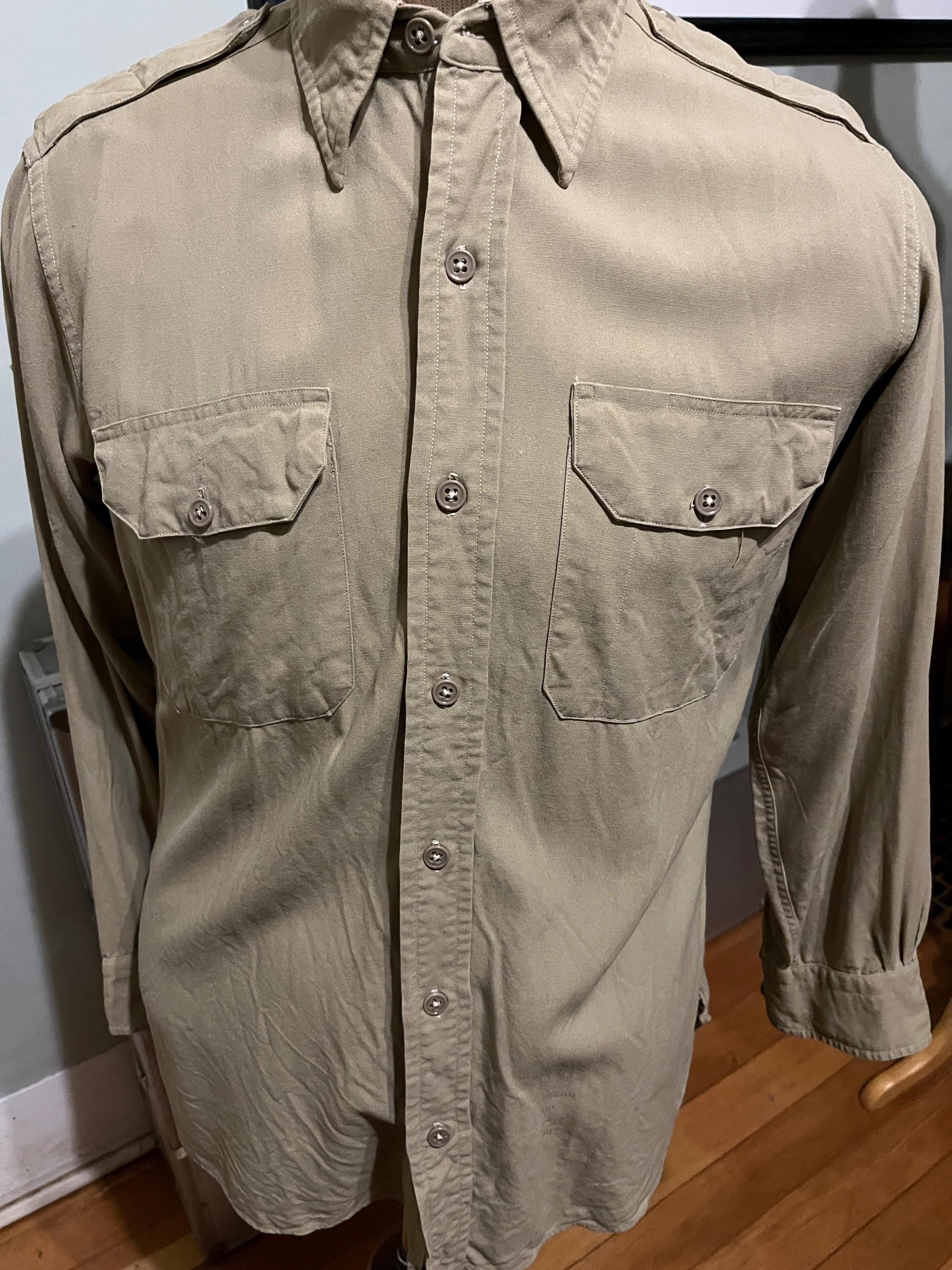 Sharp Pattern Uniform Men's 40s - 50s Uniform Work Shirt Safari Style Military