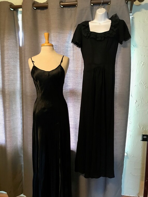 Elegant 40s Black Rayon Crepe Gown with Matched B… - image 4