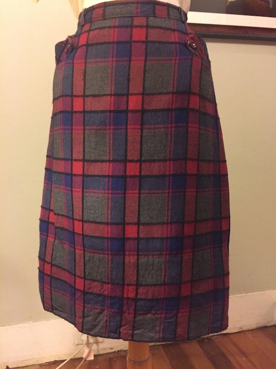 Jewel Tone A-line 50s Skirt in Window Pane Plaid,… - image 2