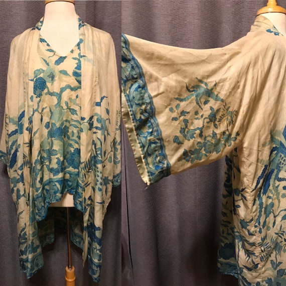 1920s PONGEE SILK Robe and Top 2-Piece Set/ 20s Ma