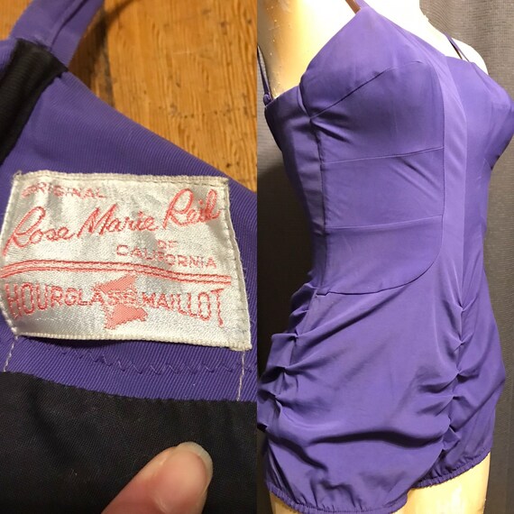 50s Hourglass Maillot Purple One Piece Swimsuit By Gem