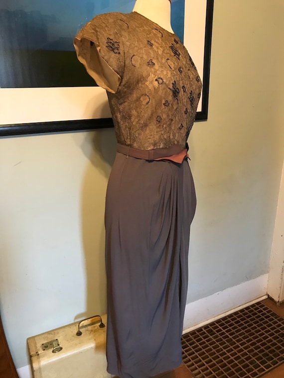 40s SPIDER WEB Lace ILLUSION and Slate Grey Rayon