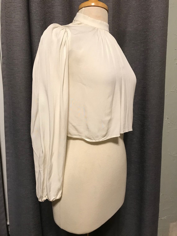 Gorgeous 30s - 40s Ivory Rayon Crepe Cropped Blous