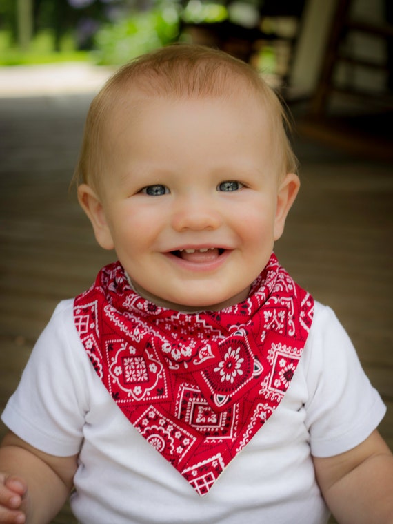Red Bandana Bib // Western Bandana Bib // Cowboy Bandana Bib Etsy