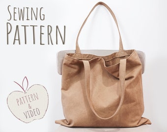 Tote Bag Sewing Pattern with Video Instruction | Bag Sewing Pattern, Easy Bag Sewing Pattern, Beginner Handbag Sewing Pattern, download pdf