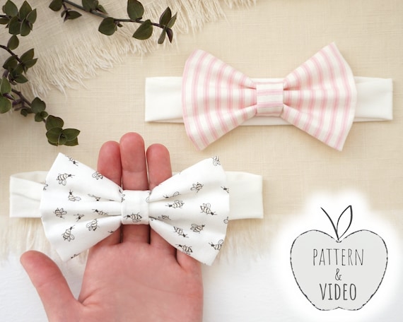Baby Hair Bow Sewing Pattern Download & HD VIDEO | 0-18 mths | baby head band pattern pdf, hair bow template pdf, baby hair bow pdf pattern