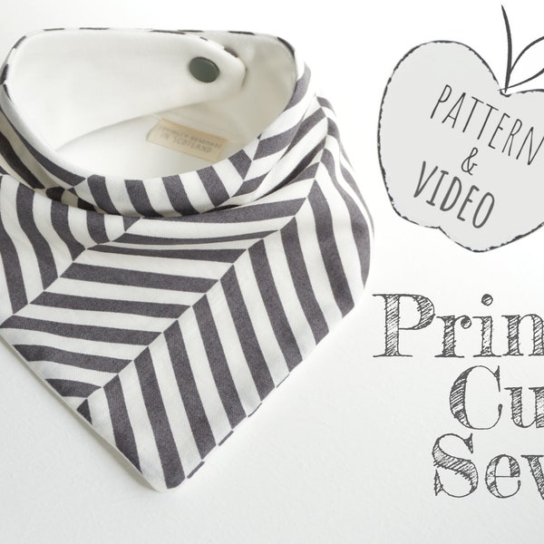 Bib Sewing Pattern Download & HD VIDEO | Adjustable 0-2 yrs | bandana bib pattern pdf sewing pattern, dribble bib pattern pdf baby + toddler