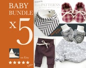 Baby Sewing Patterns Bundle | PDF Downloads with VIDEOS | Baby Bundle Sewing Patterns | 5 patterns, bib, booties, leggings, hat, mittens