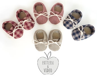 Naaipatroon babyschoentjes downloaden en HD-VIDEO | 6 maten 0-2 jaar | naaipatroon babyslofjes pdf, patroon babyschoentjes, babymocassins, schoenen