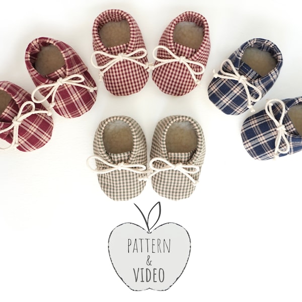 Baby Schuhe Schnittmuster Download & HD VIDEO | 6 Größen 0-2 Jahre | Baby Schühchen Schnittmuster pdf, Babyschuhe Schnittmuster, Baby Mokassins, Schuhe