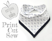 Teething Bib Sewing Pattern Download & HD VIDEO | 0-18 mths | bandana bib pattern pdf sewing pattern, baby bib sewing patten, baby pattern